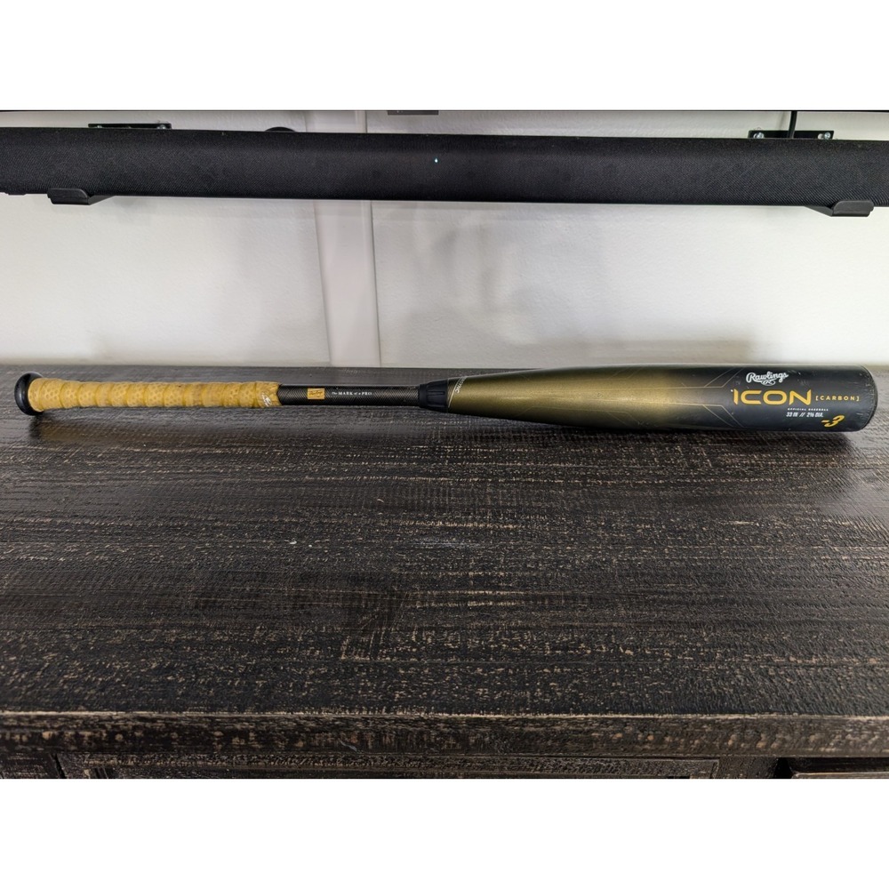 Rawlings Icon Carbon BBCOR Baseball Bat 33" 2 5/8" Black Gold RBB313